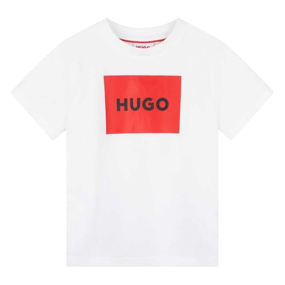 Hugo Childrens/Kids Box Logo Cotton T-Shirt / White